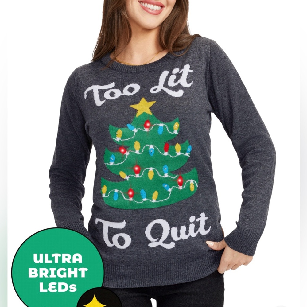 Tipsy Elves Light Up Too Lit To Quit Christmas Sw… - image 3